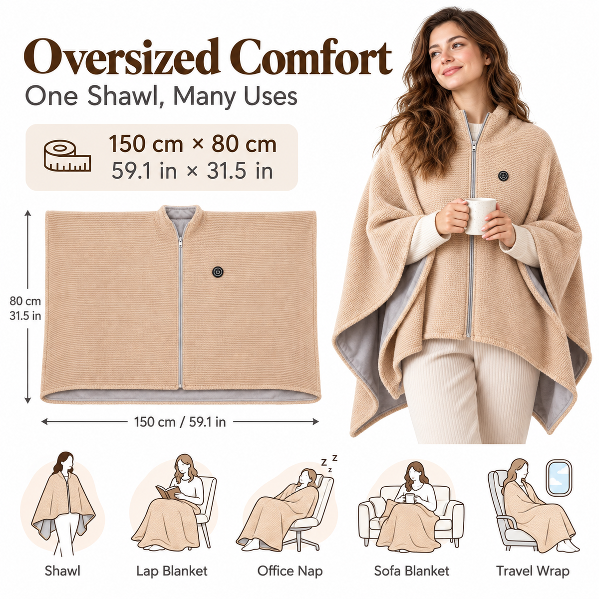 CozyNest Heated Shawl